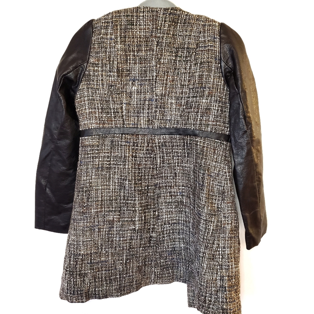 H&M tweed and vegan leather mid-length jacket - Picture 3 of 8